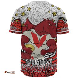 Amazing Aussie St. George Illawarra Dragons Custom Custom With Aboriginal Inspired Style Of Dot Painting Patterns  Baseball Shirt
