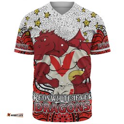 Amazing Aussie St. George Illawarra Dragons Custom Custom With Aboriginal Inspired Style Of Dot Painting Patterns  Baseball Shirt
