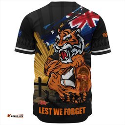 Amazing Aussie Wests Tigers Fearless ANZAC Defender Baseball Shirt