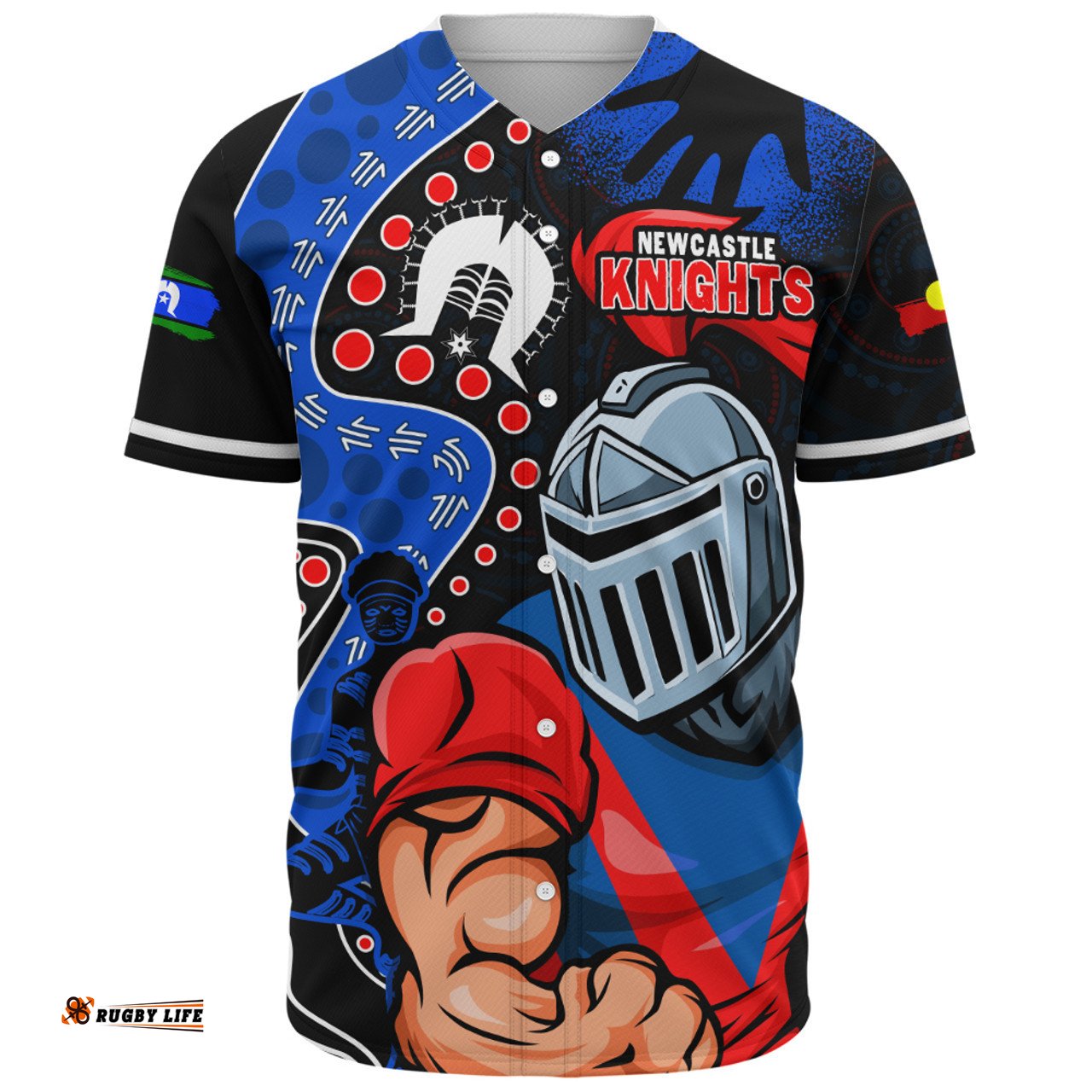 Amazing Aussie Newcastle Knights NAIDOC Indigenous Warrior Spirit Baseball Shirt