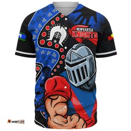 Amazing Aussie Newcastle Knights NAIDOC Indigenous Warrior Spirit Baseball Shirt
