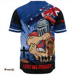 Amazing Aussie Newcastle Knights Fearless ANZAC Defender Baseball Shirt