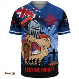 Amazing Aussie Newcastle Knights Fearless ANZAC Defender Baseball Shirt