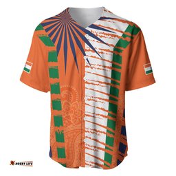 Personalised India Baseball Jersey Shirt Raising Sun Indian Pattern Mandala Murals