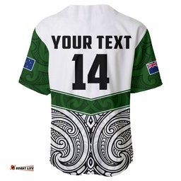 Custom Text And Number New Zealand Silver Fern Rugby Baseball Jersey Shirt Maori Pacific