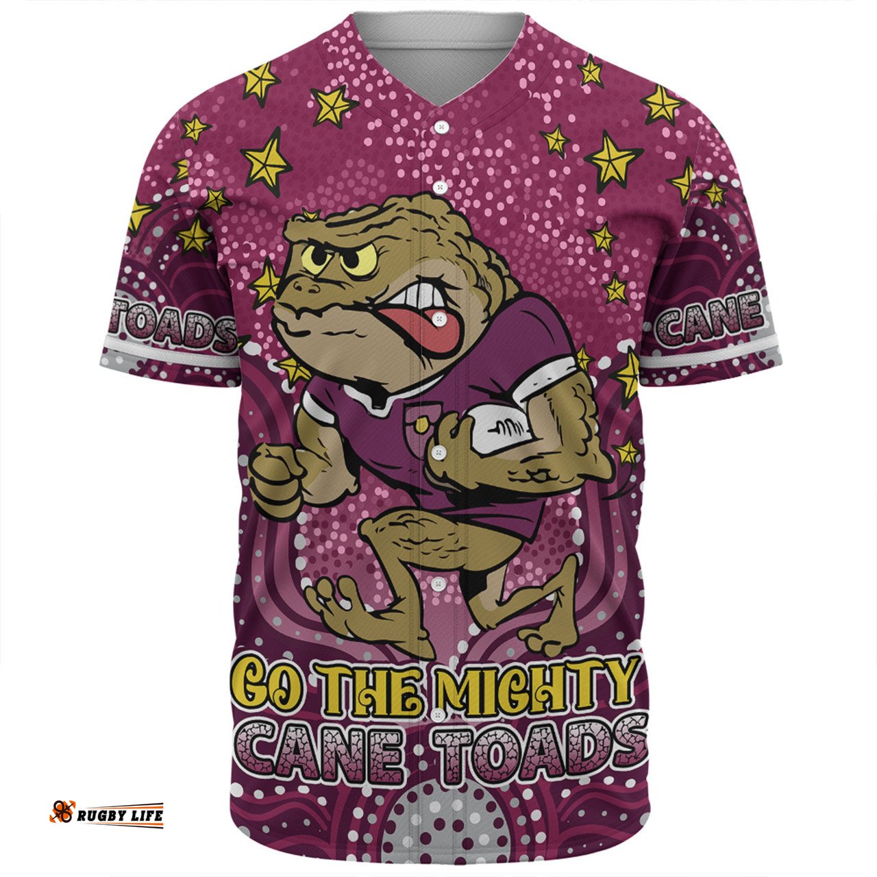 Queensland Cane Toads Custom Baseball Shirt - Custom With Aboriginal Inspired Style Of Dot Painting Patterns  Baseball Shirt