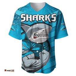 Sharks Rugby Baseball Jersey Shirt Go Sharkies Aboriginal Sporty Version