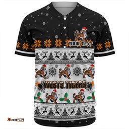 Wests Tigers Christmas Custom Baseball Shirt - Special Ugly Christmas Baseball Shirt