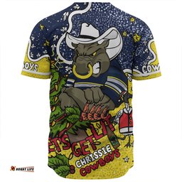North Queensland Cowboys Christmas Custom Baseball Shirt - Let's Get Lit Chrisse Pressie Baseball Shirt