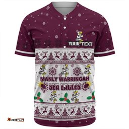 Manly Warringah Sea Eagles Christmas Custom Baseball Shirt - Special Ugly Christmas Baseball Shirt
