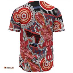 Australia Platypus Aboriginal Baseball Shirt - Red Platypus With Aboriginal Art Dot Painting Patterns Inspired Baseball Shirt