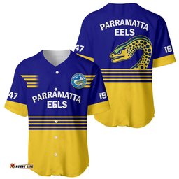 Eels Rugby Baseball Jersey Shirt Parramatta 1947 Dynamic Blue