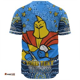 Gold Coast Titans Custom Baseball Shirt - Custom With Aboriginal Inspired Style Of Dot Painting Patterns  Baseball Shirt