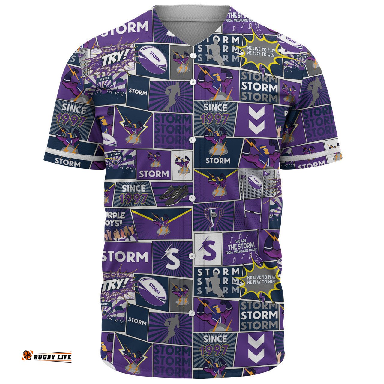 Melbourne Storm Baseball Shirt - Team Of Us Die Hard Fan Supporters Comic Style