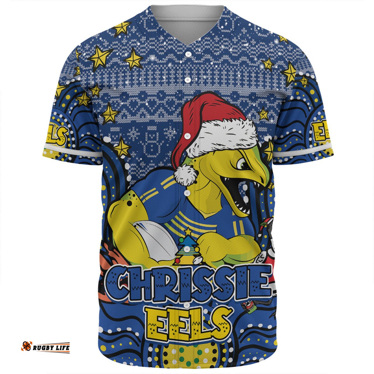 Parramatta Eels Christmas Custom Baseball Shirt - Christmas Knit Patterns Vintage Jersey Ugly Baseball Shirt