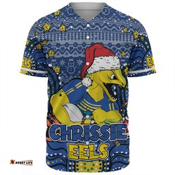Parramatta Eels Christmas Custom Baseball Shirt - Christmas Knit Patterns Vintage Jersey Ugly Baseball Shirt