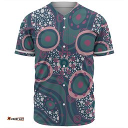 Australia Aboriginal Baseball Shirt - Green Aboriginal Dot Art Inspired Baseball Shirt