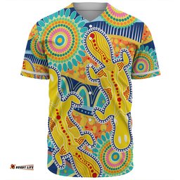 Australia Platypus Aboriginal Baseball Shirt - Yellow Platypus With Aboriginal Art Dot Painting Patterns Inspired Baseball Shirt