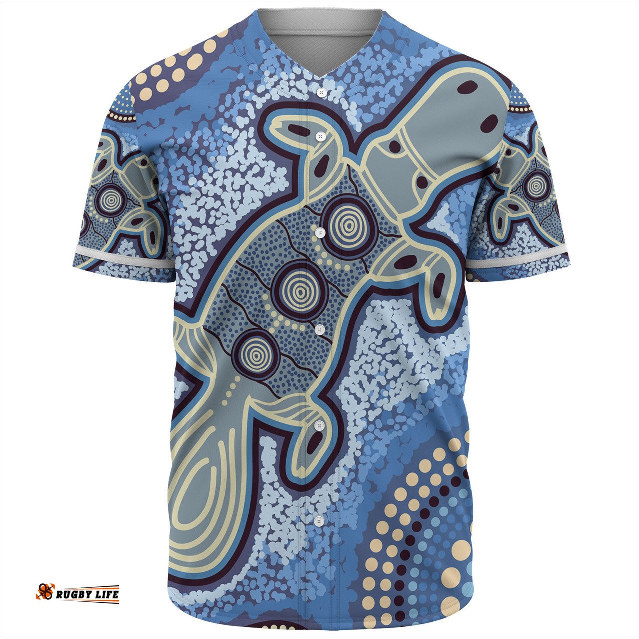 Australia Aboriginal Baseball Shirt - Platypus Aboriginal Dot Painting
 Baseball Shirt