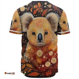 Australia Koala Custom Baseball Shirt - Aboriginal Koala With Golden Wattle Flowers Baseball Shirt