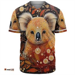 Australia Koala Custom Baseball Shirt - Aboriginal Koala With Golden Wattle Flowers Baseball Shirt