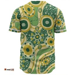 Australia Aboriginal Baseball Shirt - Yellow Aboriginal Dot Art Inspired Baseball Shirt