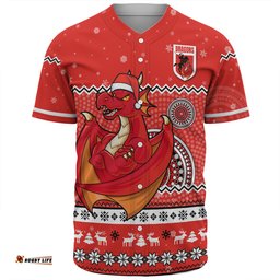 St. George Illawarra Dragons Christmas Custom Baseball Shirt - Ugly Xmas And Aboriginal Patterns For Die Hard Fan Baseball Shirt