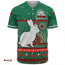 South Sydney Rabbitohs Custom Baseball Shirt - Ugly Xmas And Aboriginal Patterns For Die Hard Fan Baseball Shirt