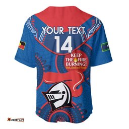 Custom NRL Knights NAIDOC Week Baseball Jersey Shirt Keep The Fire Burning Indigenous Art