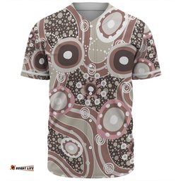 Australia Aboriginal Baseball Shirt - Brown Aboriginal Dot Art Inspired Baseball Shirt