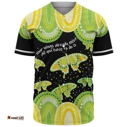 Australia Baseball Shirt - Aboriginal Green Butterflies Art Inspired