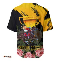 Personalised Australia Melbourne Cup Day Baseball Jersey Shirt Horse Racing Trophy With Roses