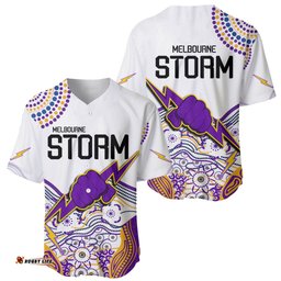 Melbourne Storm Baseball Jersey Shirt Special NRL Rugby Indigenous Aboriginal