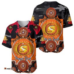 Perth Scorchers ANZAC 2024 Baseball Jersey Shirt Lest We Forget Poppy Mix Camouflage