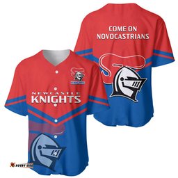 Newcastle Knights Rugby Baseball Jersey Shirt Novocastrians Sporty Style
