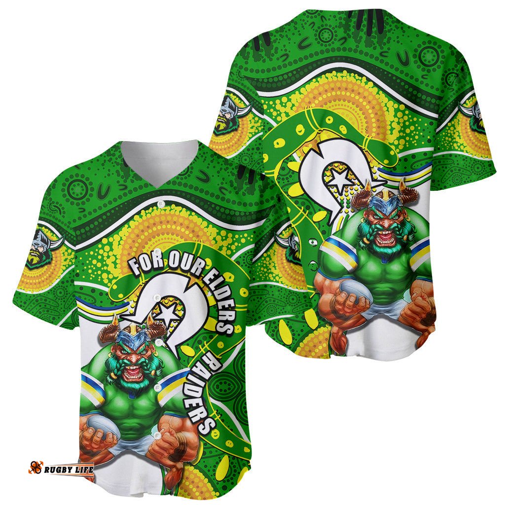 Raiders Mascot NRL Baseball Jersey Shirt NAIDOC