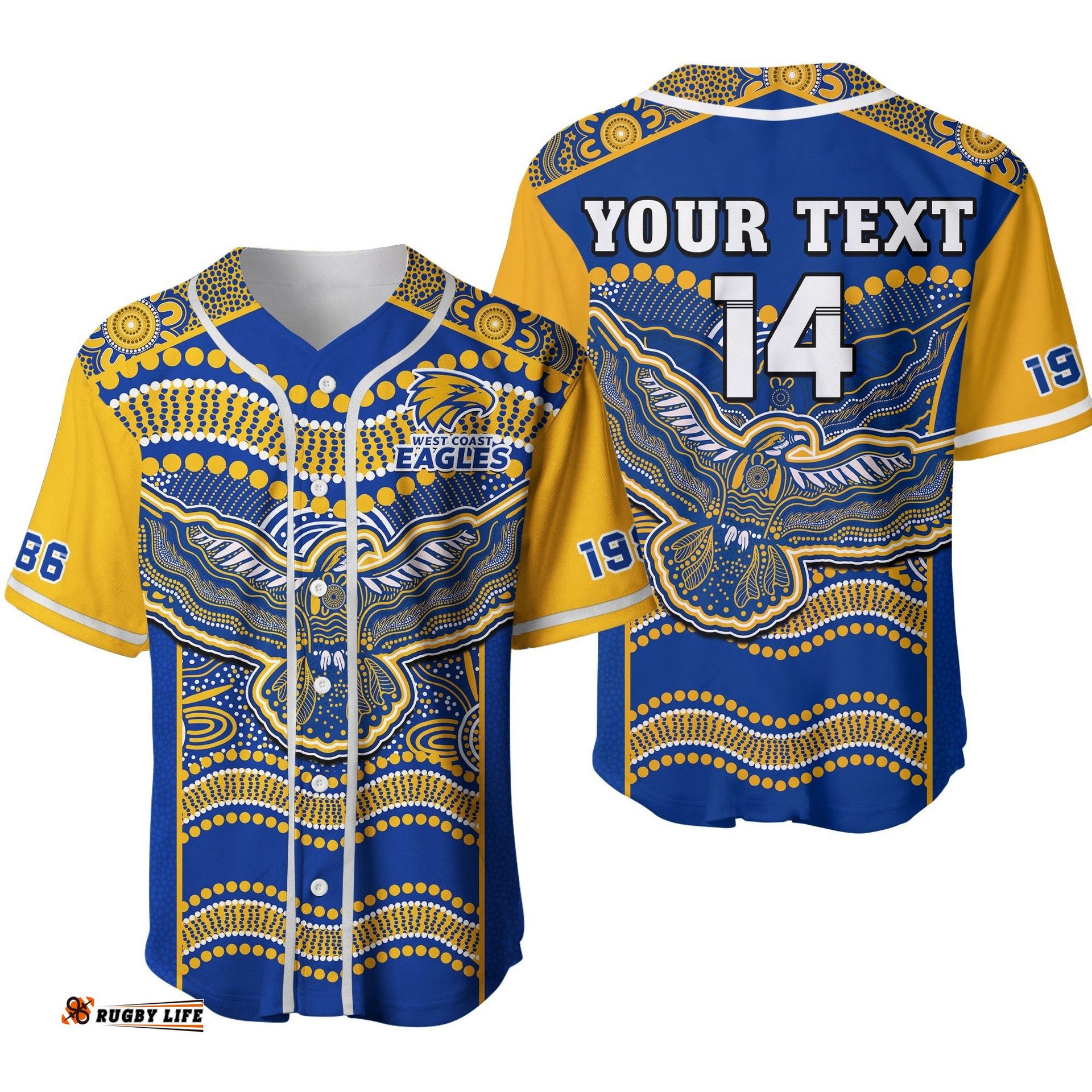 Custom Text And Number Eagles Football Baseball Jersey Shirt West Coast 1986 Aboriginal Sporty Style Ver.02