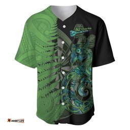 Personalised New Zealand Darts Baseball Jersey Shirt Aotearoa Maori Fern Mix Manaia Tattoo