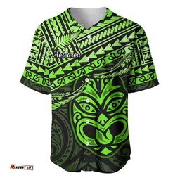 Personalised Matariki New Zealand Baseball Jersey Shirt Maori New Year Tiki Green Version