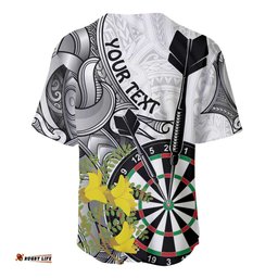 Personalised New Zealand Darts Baseball Jersey Shirt Kowhai Floral with Maori Tattoo