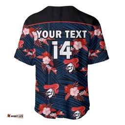 Custom Text And Number Newcastle Knights Rugby Baseball Jersey Shirt Polynesian Tribal Mix Tropical Hawaiian Style