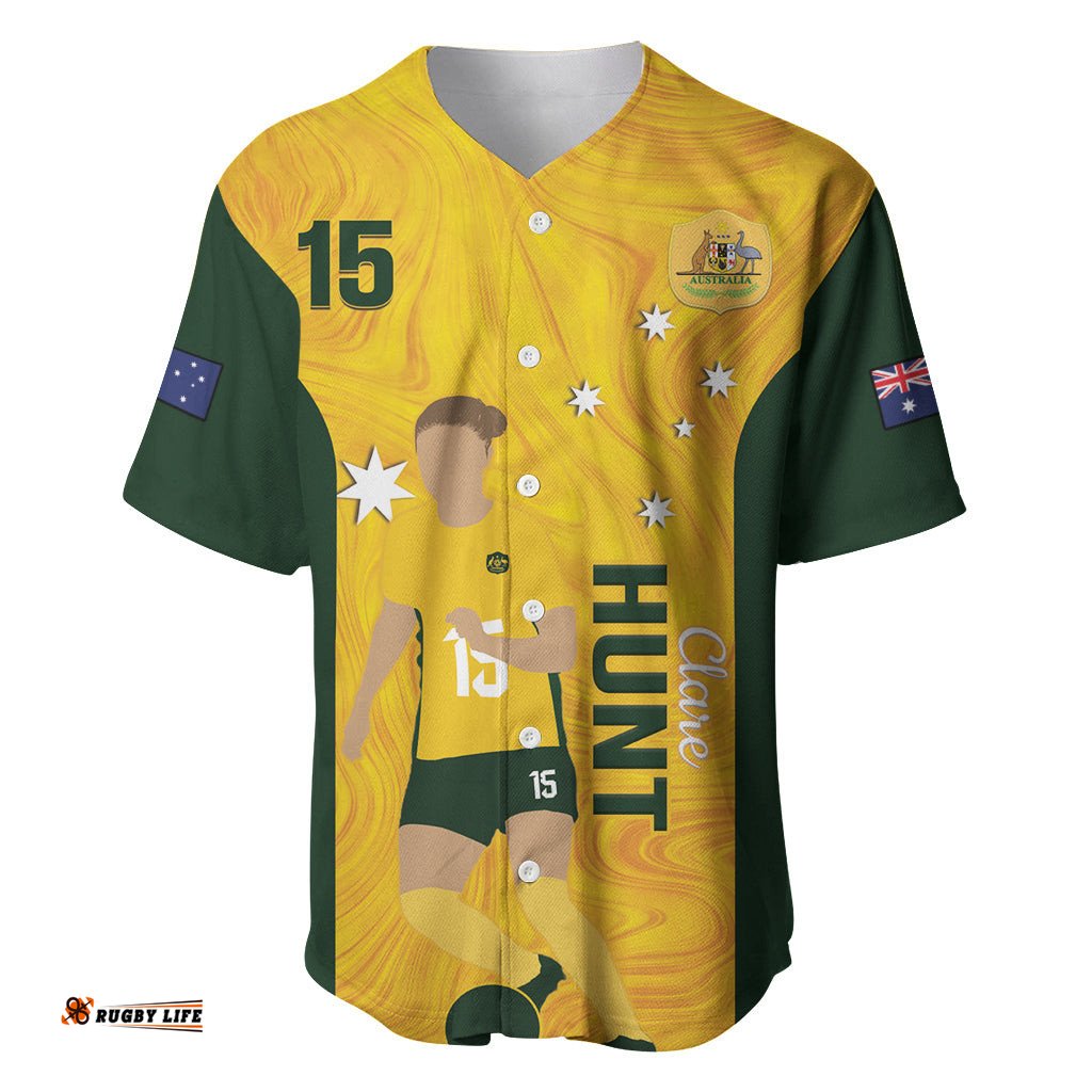 Australia Soccer Baseball Jersey Shirt Clare Hunt Matildas Gold Version