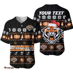 Custom Personalised Wests Tigers Christmas Baseball Jersey Shirt Aboriginal Art Merry Xmas
