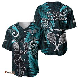 New Zealand Tiki Tennis Baseball Jersey Shirt 2024 Aotearoa Tenehi Maori Silver Fern Turquoise