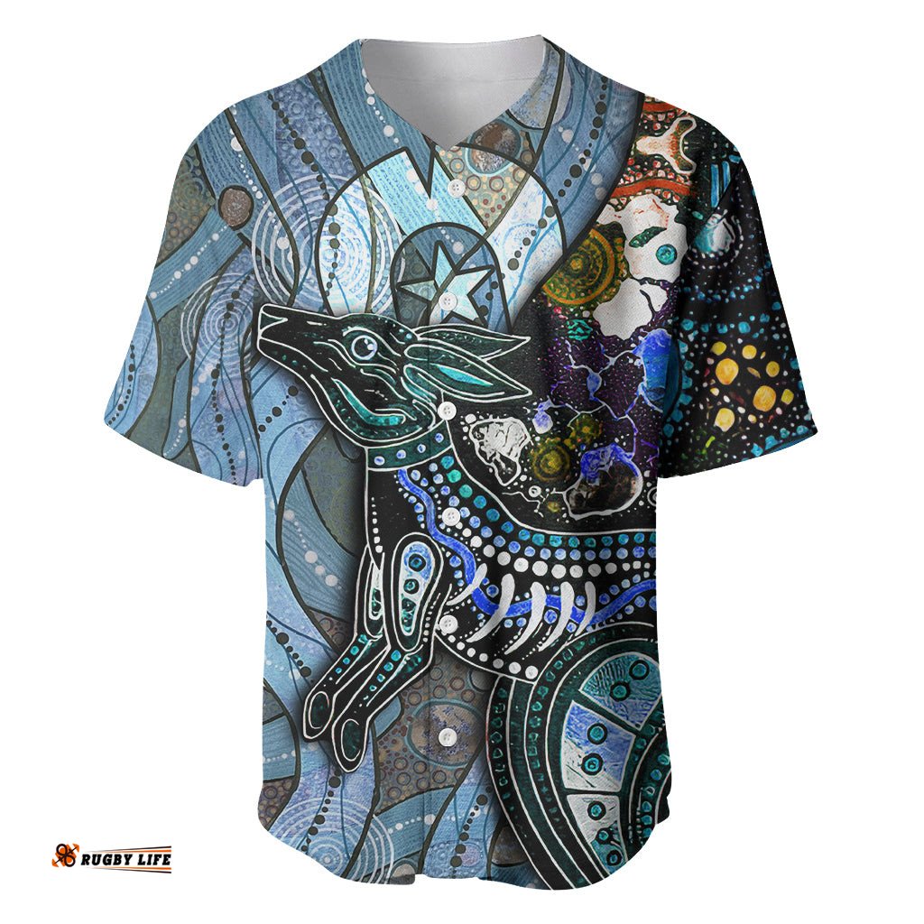 Kangaroo Aboriginal Pattern Dot Art Baseball Jersey Shirt