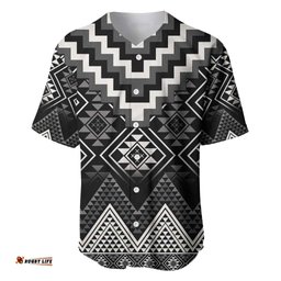Black Taniko Aotearoa Baseball Jersey Shirt Niho Taniwha Mix Poutama