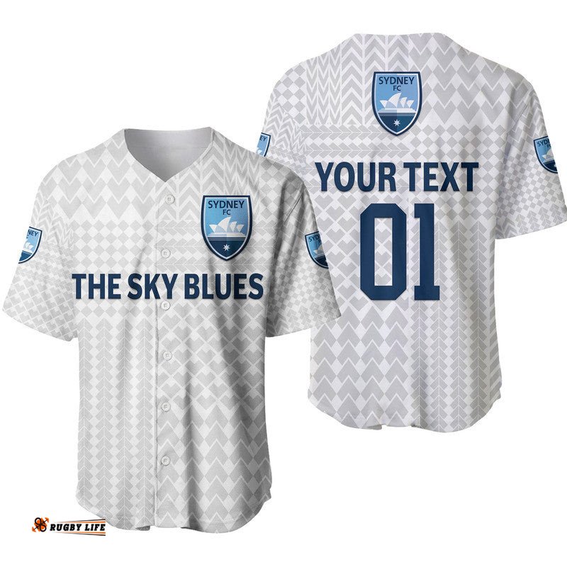 Custom Personalised Sydney The Sky Blues Baseball Jersey Shirt Soccer Club Original Style White