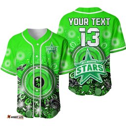 Custom Text and Number Melbourne Stars Baseball Jersey Shirt Cricket Aboriginal Ver.02