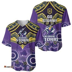 Storm Rugby Baseball Jersey Shirt Go Melbourne Aboriginal Mix Polynesian Pattern