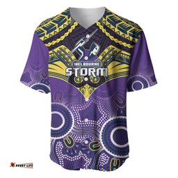 Storm Rugby Baseball Jersey Shirt Go Melbourne Aboriginal Mix Polynesian Pattern